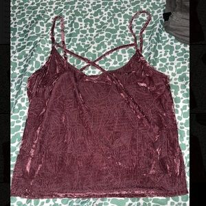 Pink velvet crop top